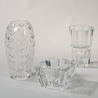Tiffany, Baccarat, and Orrefors Crystal Vases
