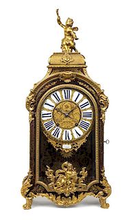 A Regence Style Boulle Marquetry Bracket Clock Height 30 1/2 inches.