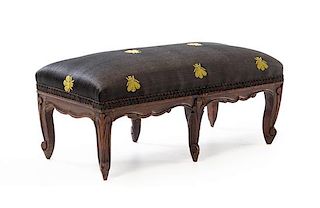 A Louis XV Style Walnut Foot Stool Width 20 1/2 inches.