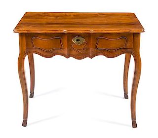 A French Provincial Walnut Side Table Height 29 x width 35 1/2 x depth 22 3/4 inches.