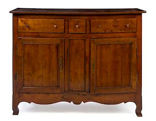 A French Provincial Walnut Server Height 47 x width 62 x depth 21 1/4 inches.