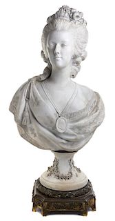 * A Sevres Style Bisque Porcelain Bust of Marie Antoinette Height 35 inches.