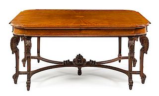 * A Louis XVI Style Marquetry Dining Table Height 32 x width 69 x depth 43 1/2 inches.