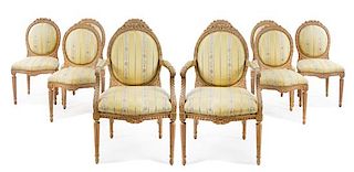 A Set of Twelve Louis XVI Style Dining Chairs Height 42 1/4 inches.