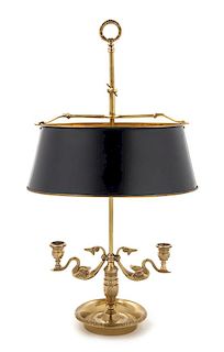 An Empire Style Gilt Metal Bouillotte Lamp Height overall 25 inches.