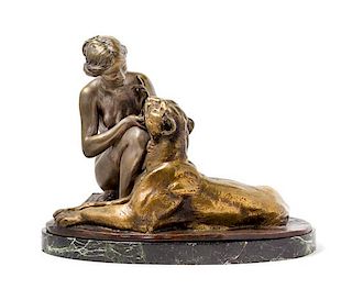 * Jean Marie Joseph Magrou, (French, 1869-1945), Woman and Lioness