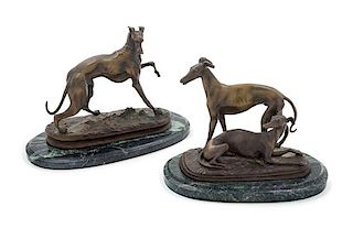 * After Pierre-Jules Mene and Alfred Barye, (French, 19th Century), Whippets (two sculptures)