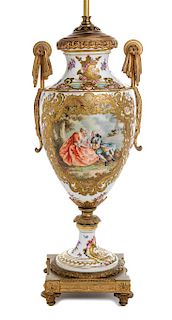 A Sevres Style Porcelain Urn Height of porcelain 18 inches.