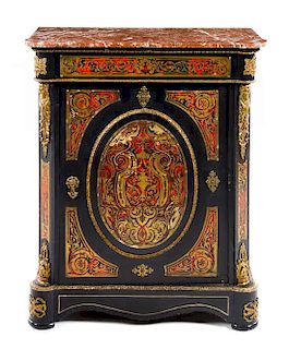 * A Napoleon III Style Boulle Marquetry Cabinet Height 41 x width 33 1/2 x depth 16 5/8 inches.