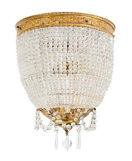 * A French Gilt Bronze Beaded Ceiling Fixture Diameter 16 inches.