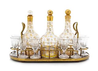 A Continental Brass and Mother-of-Pearl Cave a Liqueur Width 15 1/2 inches.