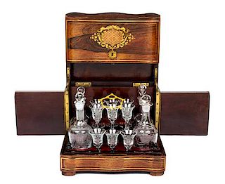 A Napoleon III Brass Inlaid Rosewood Cave a Liqueur Width 12 1/4 inches.
