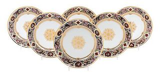 A Sevres Porcelain Dinner Service Diameter of dinner plate 9 3/4 inches.