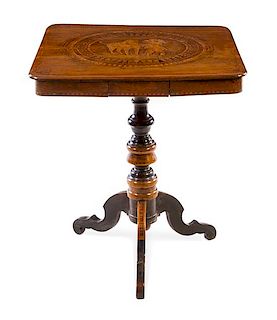 An Italian Marquetry Occassional Table Height 29 3/4 inches.