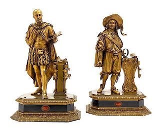 Two Continental Gilt Bronze Figures Height of taller 18 1/2 inches.