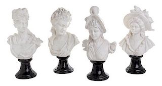 A Set of Four Italian Marble Busts Height of tallest 11 7/8 inches.