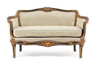 * An Italian Painted and Gilt Sofa Height 35 3/4 x width 60 1/2 x depth 26 inches.