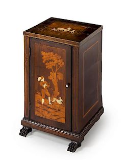 A Northern Italian Inlaid Side Cabinet Height 25 1/4 x width 16 1/2 x depth 16 inches.