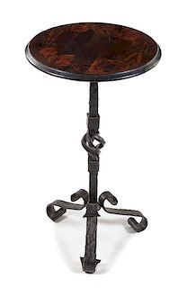 * An Italian Marquetry Table Height 25 x diameter of top 14 1/2 inches.