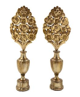 A Pair of Italian Carved Ornaments Height 27 inches.