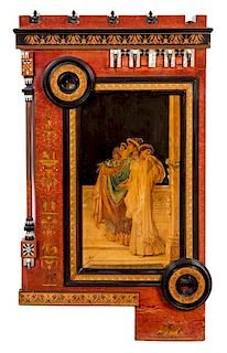 An Italian Fruitwood and Marquetry Frame Height 44 x width 26 inches.