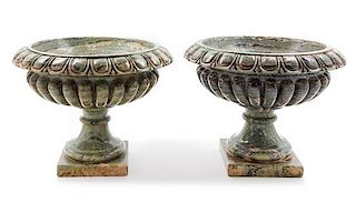A Pair of Italian Neoclassical Style Marble Tazze Height 16 x diameter of top 20 1/2 inches.