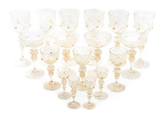 A Venetian Glass Stemware Service Height of tallest 9 inches.