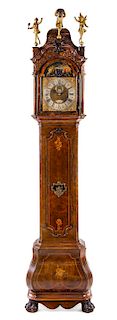 * A Dutch Burl Walnut Tall Case Clock Height 115 inches.