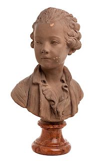 * A Continental Terra Cotta Bust Height 19 inches.