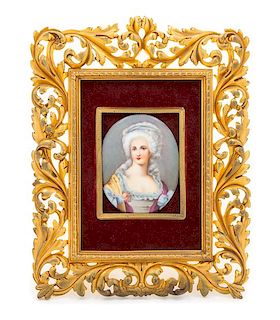 * A Continental Porcelain Portrait Medallion Medallion: 3 1/8 x 2 1/2 inches.