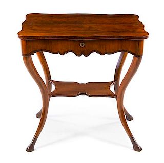 A Beidermeier Style Burlwood Dressing Table Height 31 1/2 x width 31 x depth 24 inches.