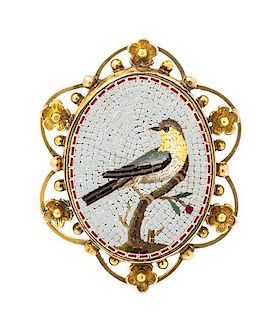 A Yellow Gold and Micromosaic Plaque, Italian, Circa 1790, 4.55 dwts.