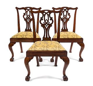 A Set of Three George II Mahogany Dining Chairs Height 36 1/4 inches.
