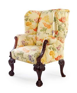 A George III Style Mahogany Wingback Chair Height 45 inches.