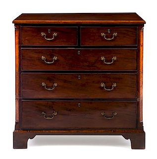 A George III Mahogany Chest of Drawers Height 40 x width 41 x depth 20 3/4 inches.