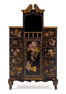 * A Regency Style Painted Collector's Cabinet Height 43 3/4 x width 25 x depth 12 inches.