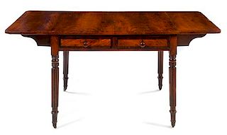 A Regency Mahogany Drop-Leaf Table Height 29 x width 36 1/4 (closed) x depth 32 inches.