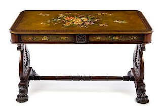 A William IV Painted Sofa Table Height 28 x width 47 1/2 x depth 21 inches.
