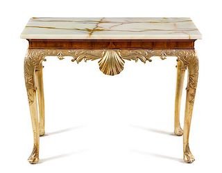 A Georgian Style Giltwood Console Table Height 30 x width 39 x depth 22 inches.