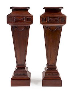 * A Pair of Adam Style Mahogany Pedestals Height 48 inches.