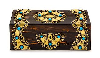 * A Brass Mounted Calamander Table Casket Width 14 inches.