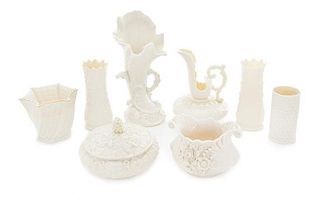 * Eight Belleek Articles Height of tallest 11 inches.