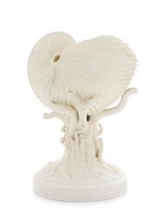 * A Belleek Nautilus Vase Height 8 1/2 inches.