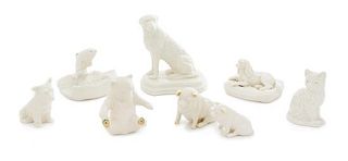 * Six Belleek Animal Figures Height of tallest 6 1/2 inches.
