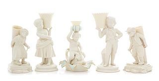 * Five Belleek Figural Articles Height of tallest 8 5/8 inches.