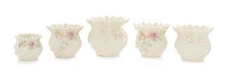 * Five Belleek Vases Height of tallest 4 1/4 inches.