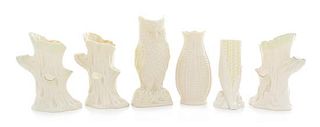 * Six Belleek Vases Height of tallest 8 inches.