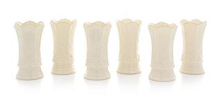 * A Set of Six Belleek Vases Height 4 1/8 inches.