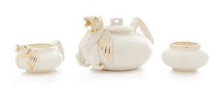 * A Belleek Chinese Tea Service Width of teapot 9 1/2 inches.