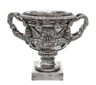 An English Silver-Plate Wine Cooler Height 11 1/2 inches.